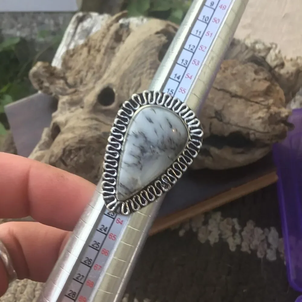 Handcrafted Rutilated Quartz Bohemian Statement Ring Size 8